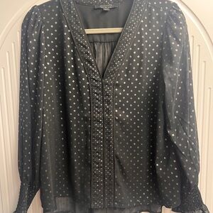 All Saints Black with Silver Polka Dot Blouse